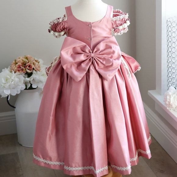 Flower Girl Dress Party Royal Princess Dusty Rose Toddler Girls Size 2 - Picture 8 of 9